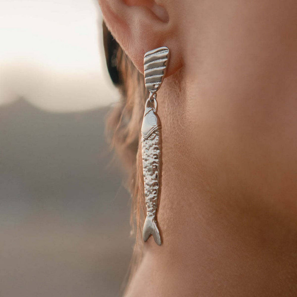 Fish Drop Mix Metal Earrings