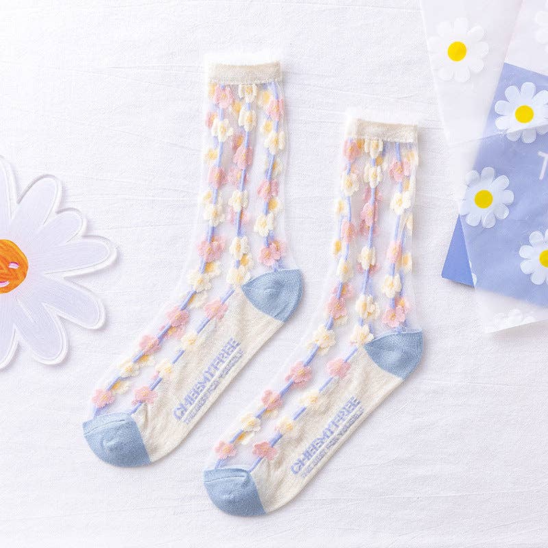 
                  
                    Sheer Floral Socks
                  
                