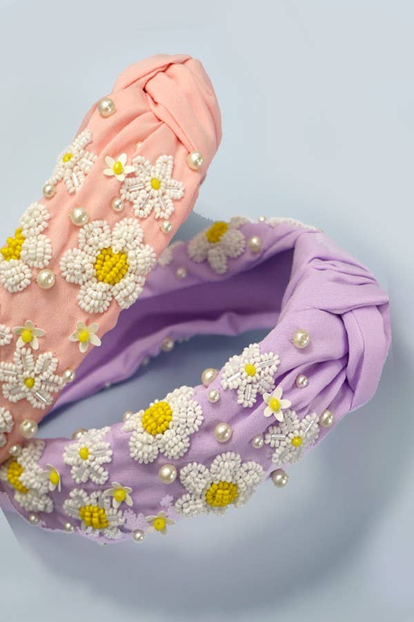 
                  
                    Seed Bead Daisies Top Knot Headband
                  
                