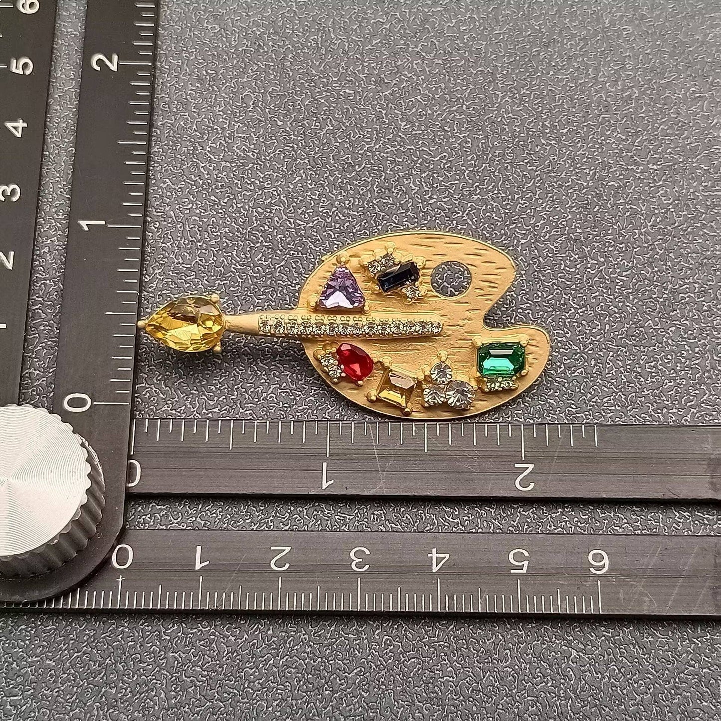 
                  
                    Inlaid Glass & Rhinestone Painters Palette Brooch
                  
                