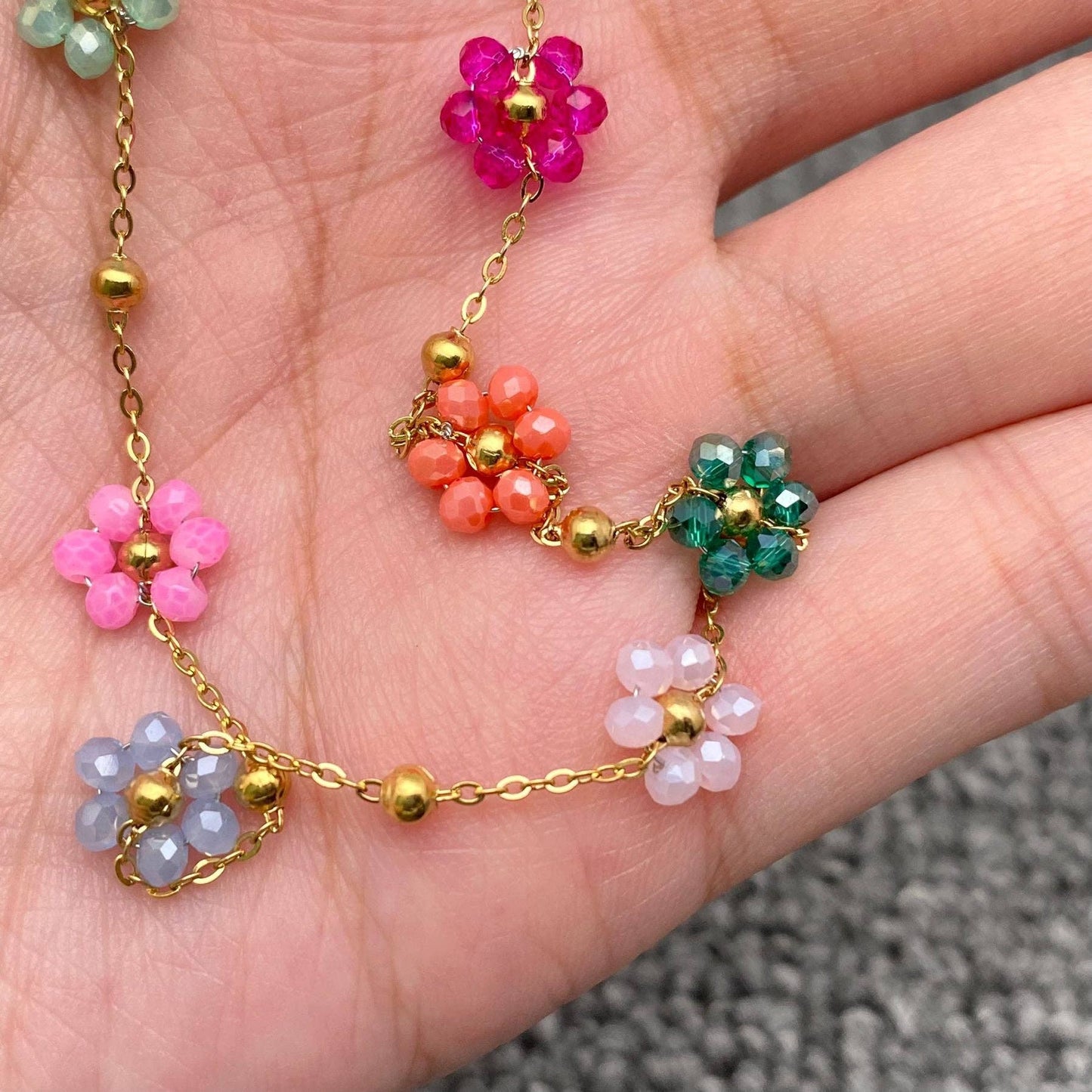 
                  
                    Multi-Color-Beaded Flower Necklace
                  
                