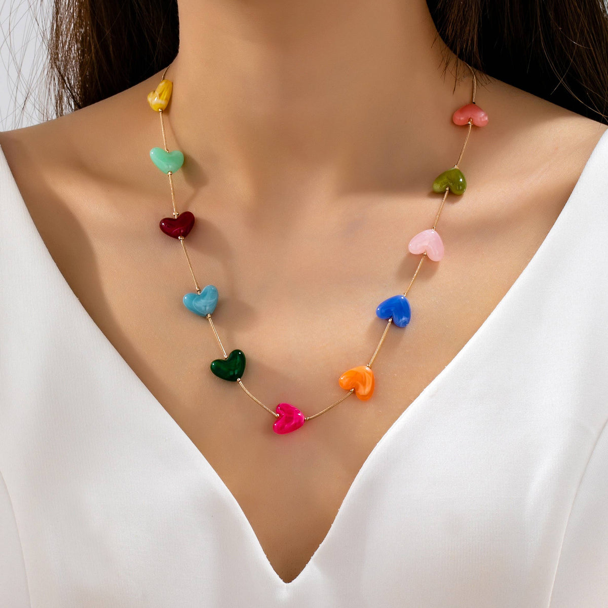 
                  
                    Colorful Hearts Beaded Station Necklace
                  
                