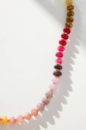 
                  
                    Agate Stone and Glass Beaded Necklace
                  
                