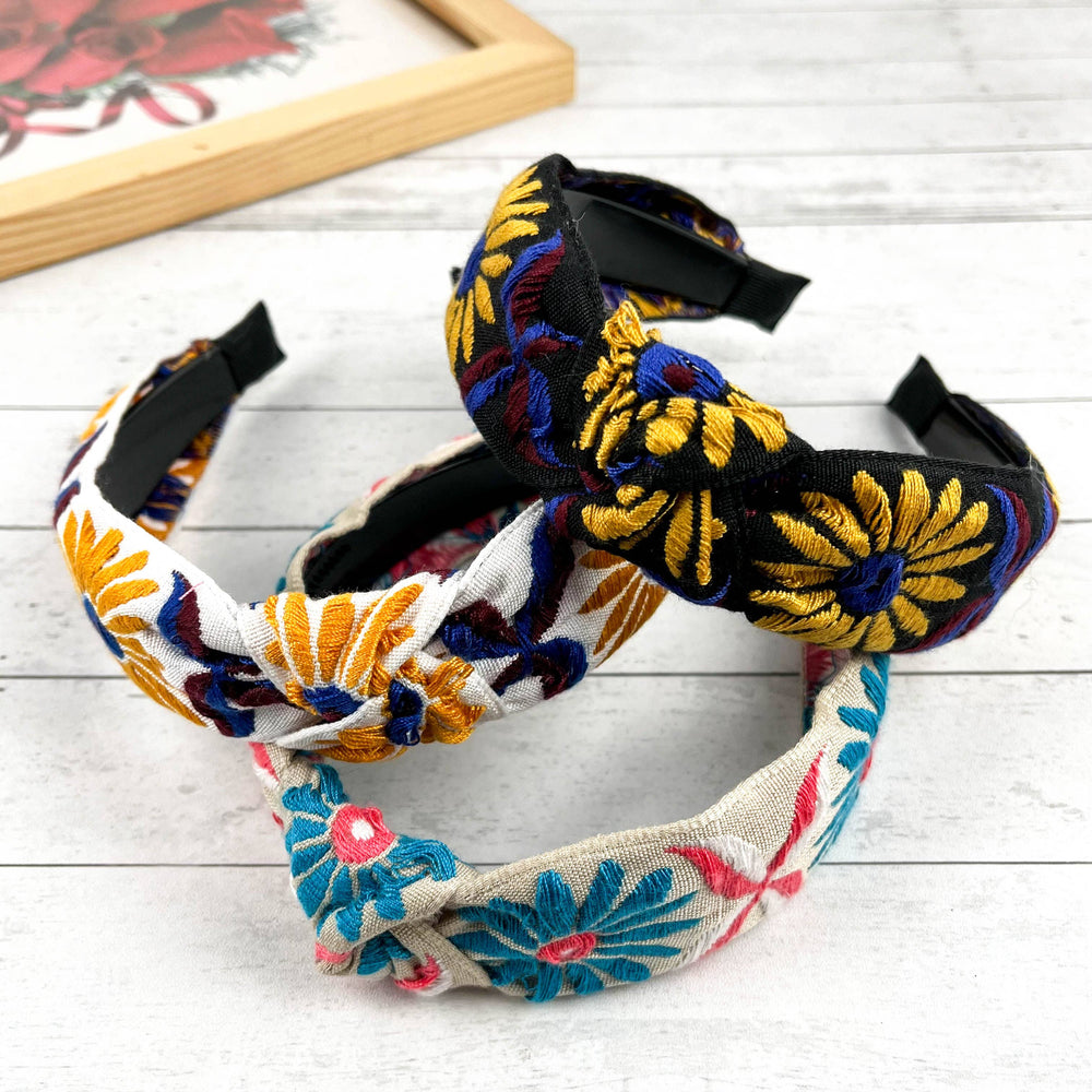
                  
                    Embroidered Coneflower Knotted Headband
                  
                