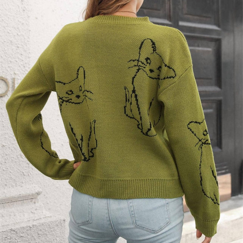 
                  
                    Cat Contour Jacquard Knit Sweater
                  
                