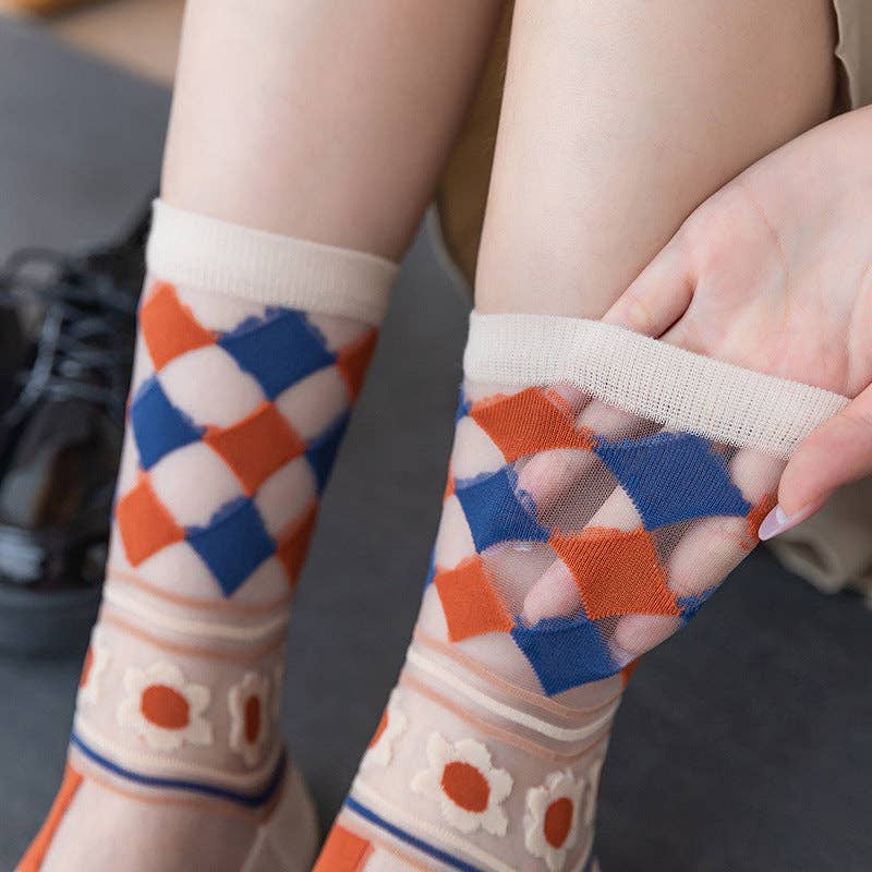 
                  
                    Sheer Floral Socks
                  
                
