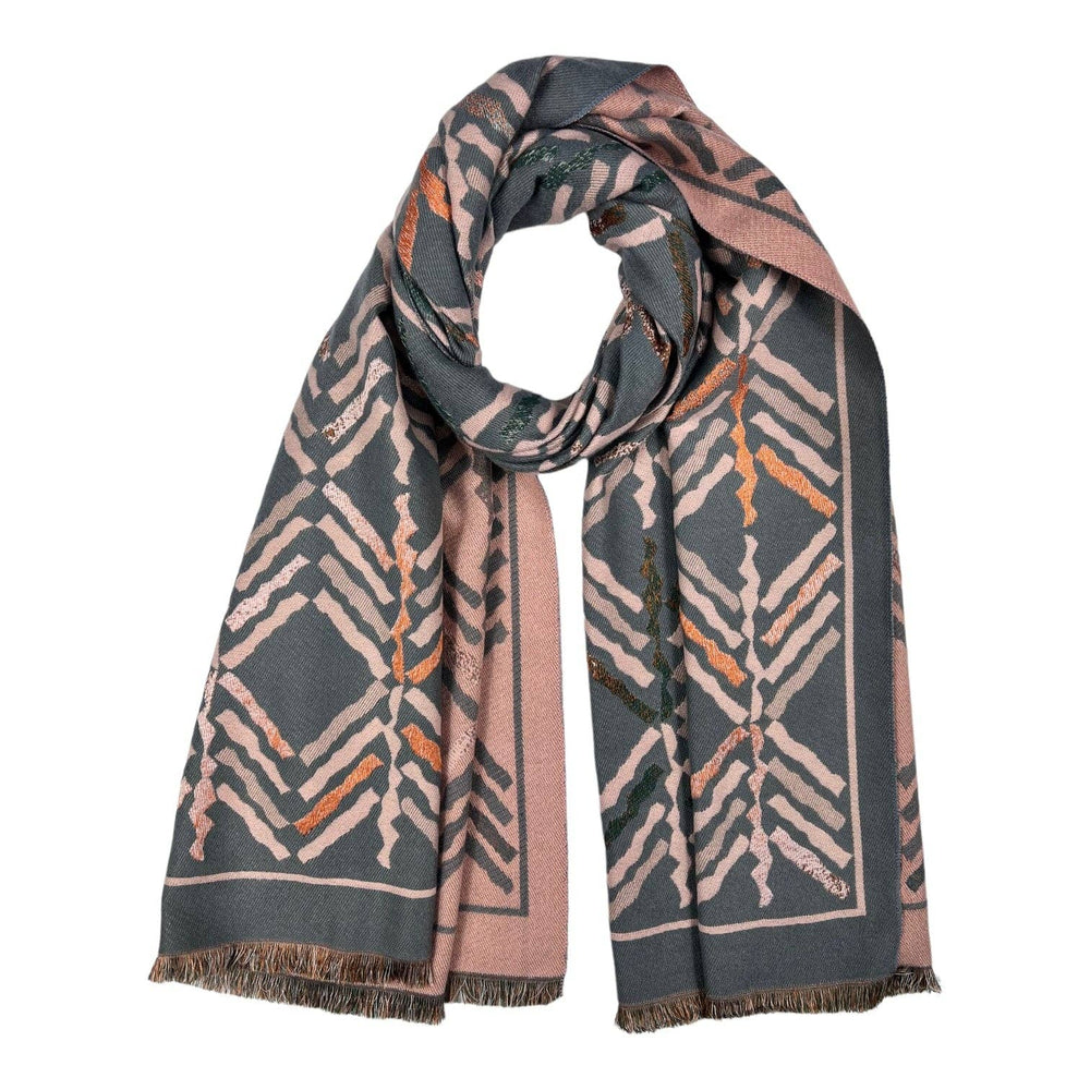 Zigzag Arrow Reversible Wool Blend Scarf