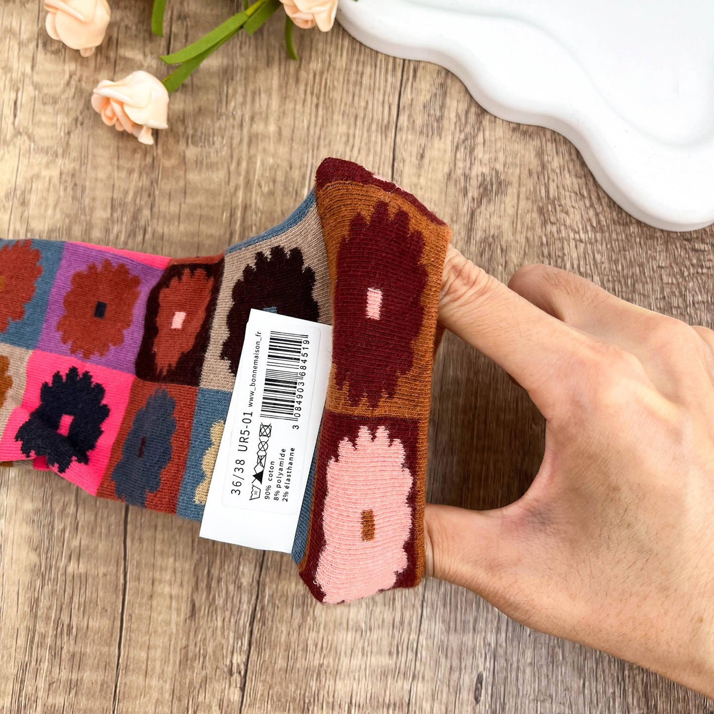 
                  
                    Floral Checkered Mid-Calf Socks
                  
                