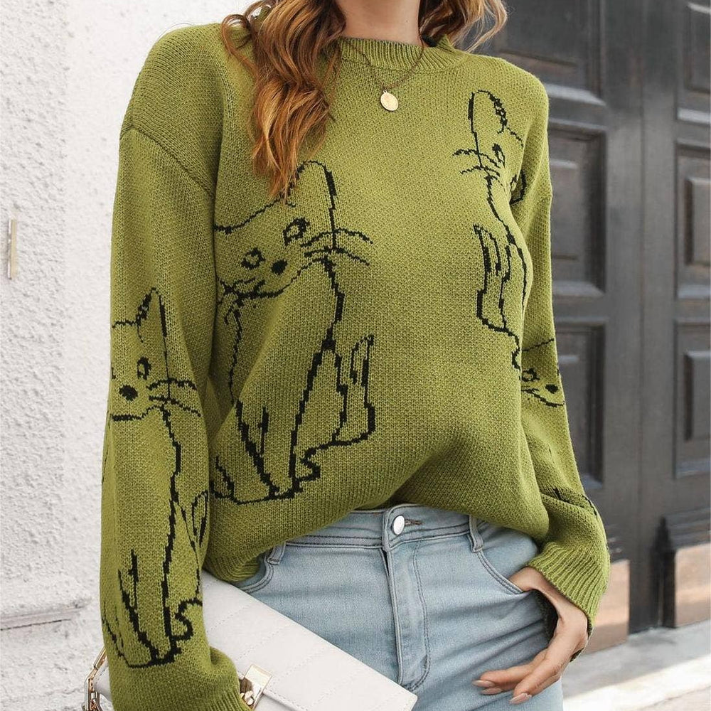 
                  
                    Cat Contour Jacquard Knit Sweater
                  
                