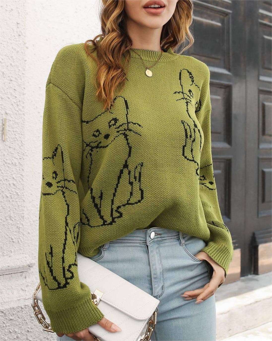 
                  
                    Cat Contour Jacquard Knit Sweater
                  
                