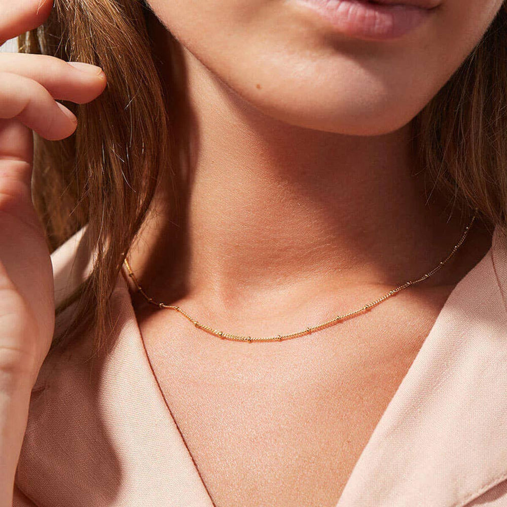 Simple Dots Gold Plated Stainless Steel Necklace