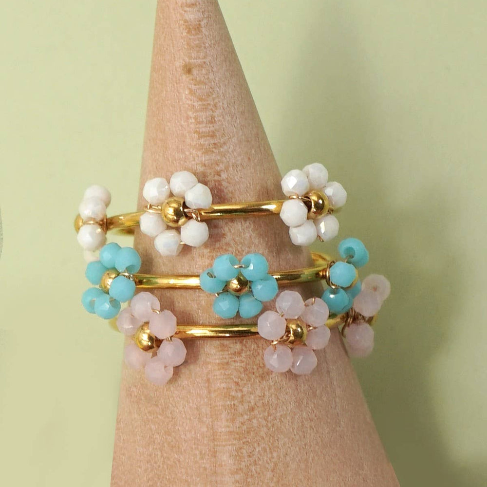 
                  
                    Beaded Flowers Dainty Adjustable Ring
                  
                