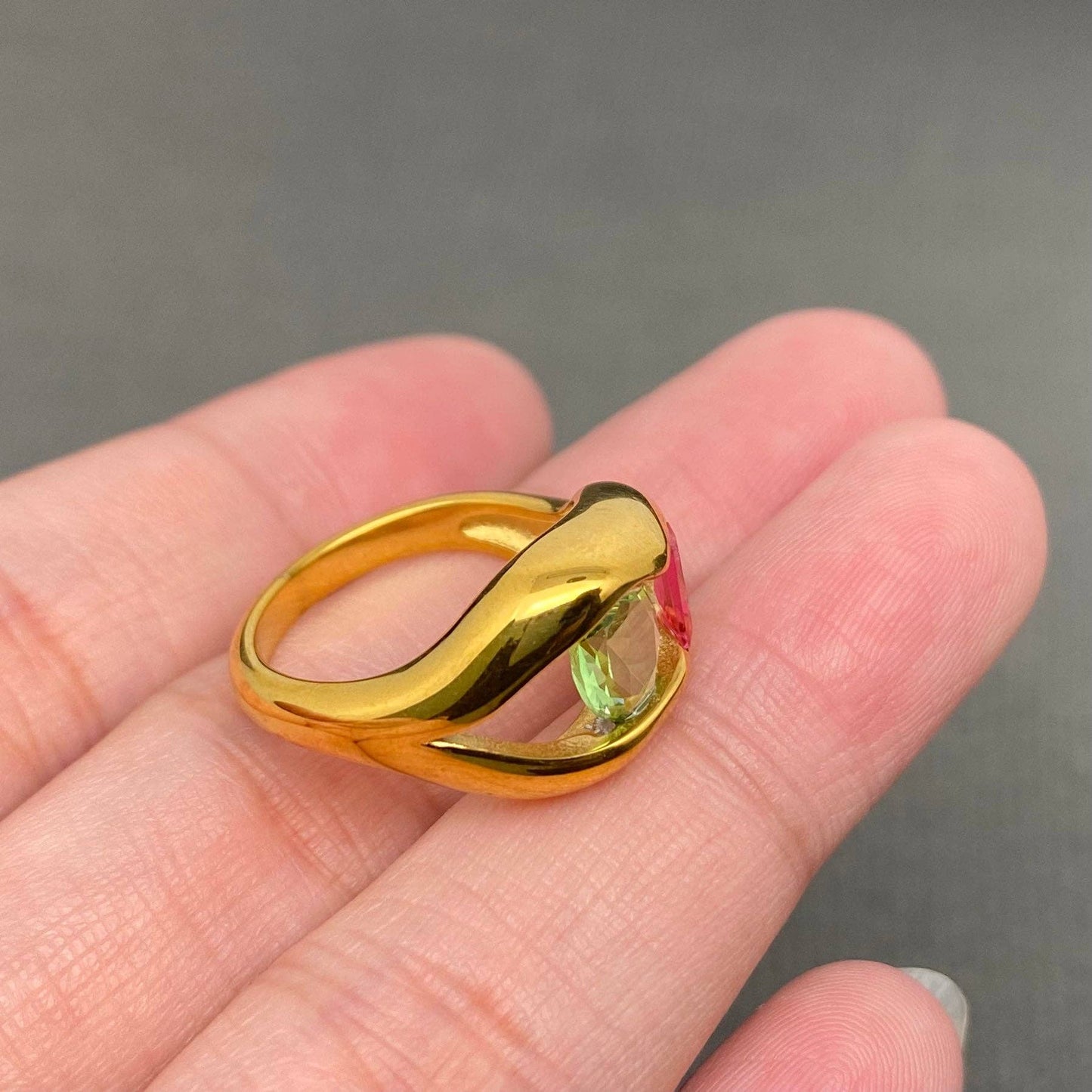 
                  
                    Colorful Zircon Hollow Statement Ring
                  
                