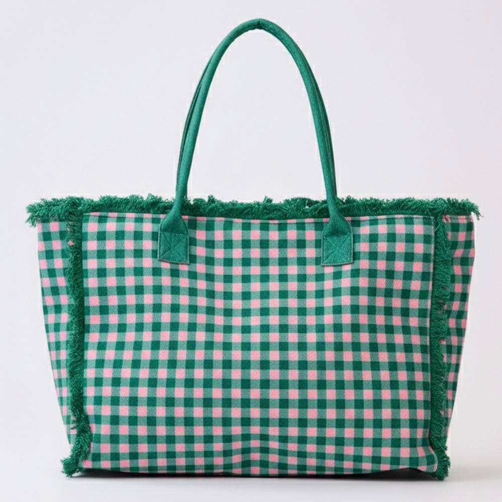 
                  
                    Gingham Low Pyle Terry XL Shoulder Tote
                  
                