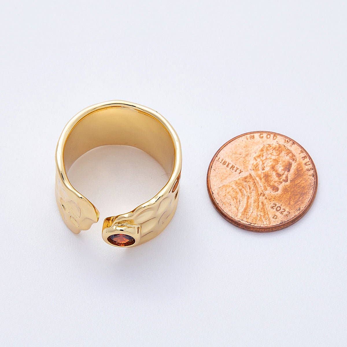 
                  
                    Red CZ Hammered Wide Wrap Ring
                  
                