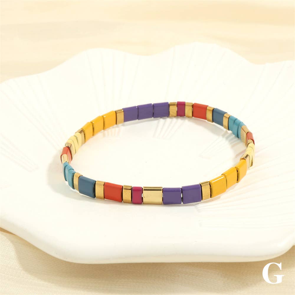 
                  
                    Glass TILA + Hematite Beaded Elastic Bracelets (Collection B)
                  
                