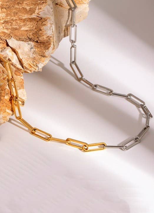 Two Tone Paperclip Necklace