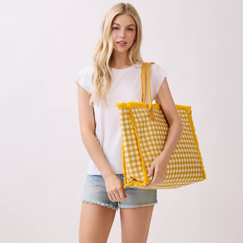 
                  
                    Gingham Low Pyle Terry XL Shoulder Tote
                  
                