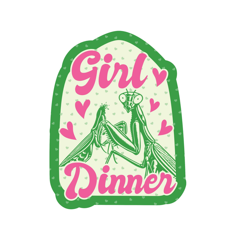 Praying Mantis Girl Dinner Sticker