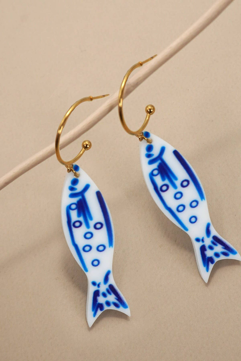 Porcelain Fish Drop Earrings