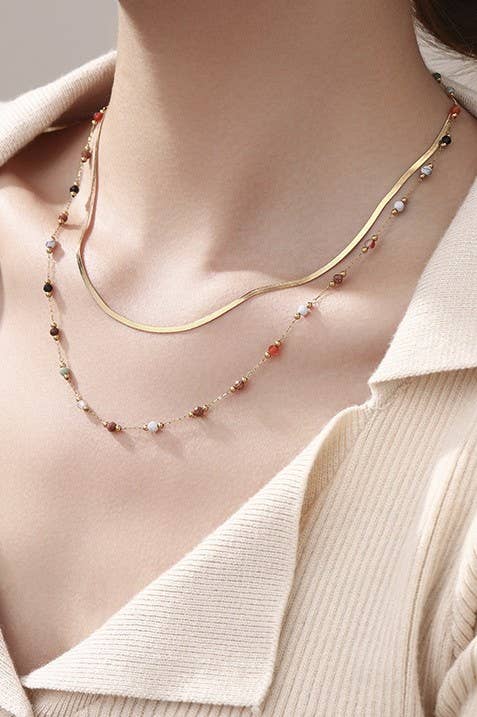Flat Snake and Autumnal Beaded Necklace