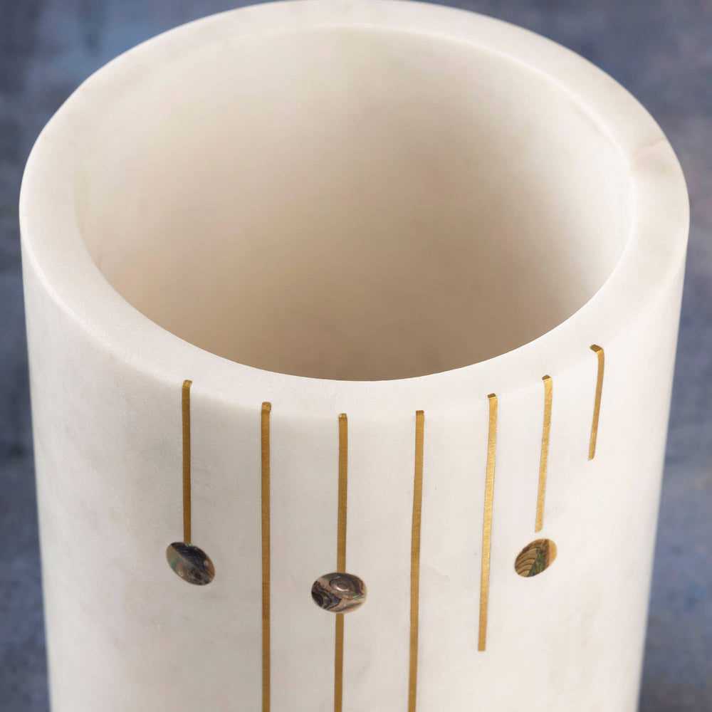 
                  
                    Marble Wine Chiller with Brass and Mother of Pearl Inlay
                  
                