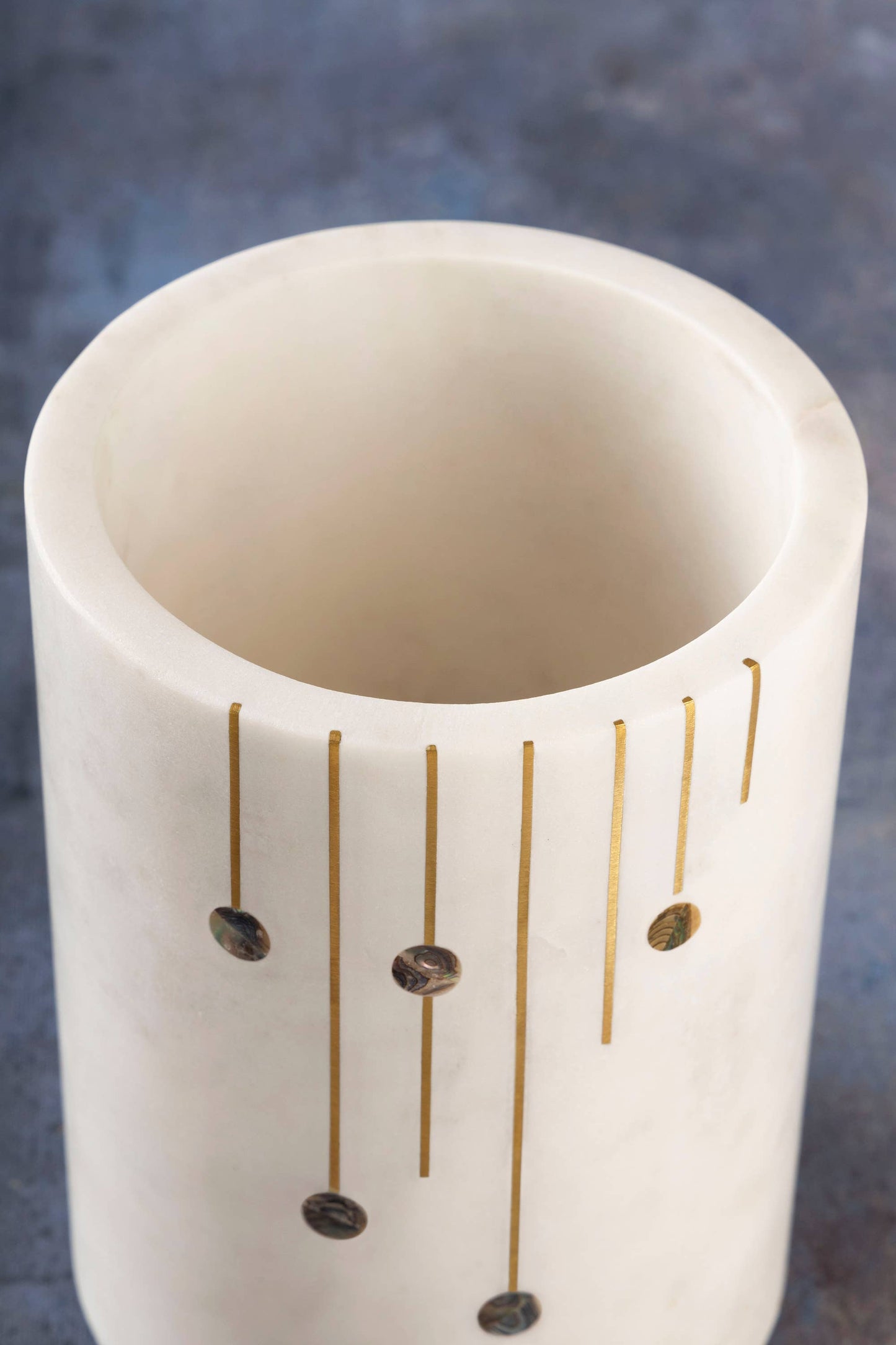 
                  
                    Marble Wine Chiller with Brass and Mother of Pearl Inlay
                  
                
