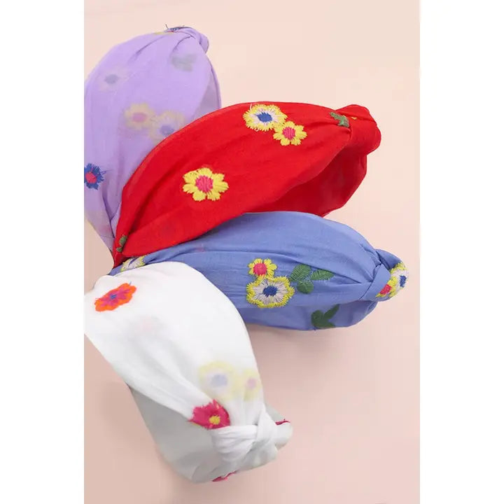 
                  
                    Embroidered Summer Flowers Top Knot Headband
                  
                