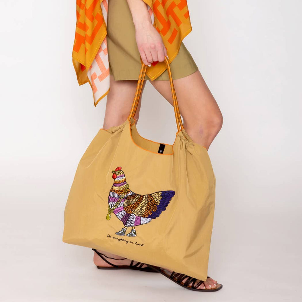 Blingy Rooster Canvas Tote