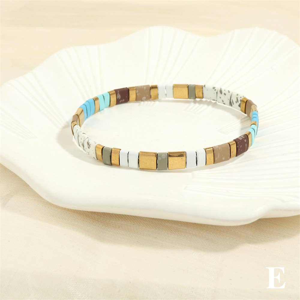 
                  
                    Glass TILA + Hematite Beaded Elastic Bracelets (Collection B)
                  
                