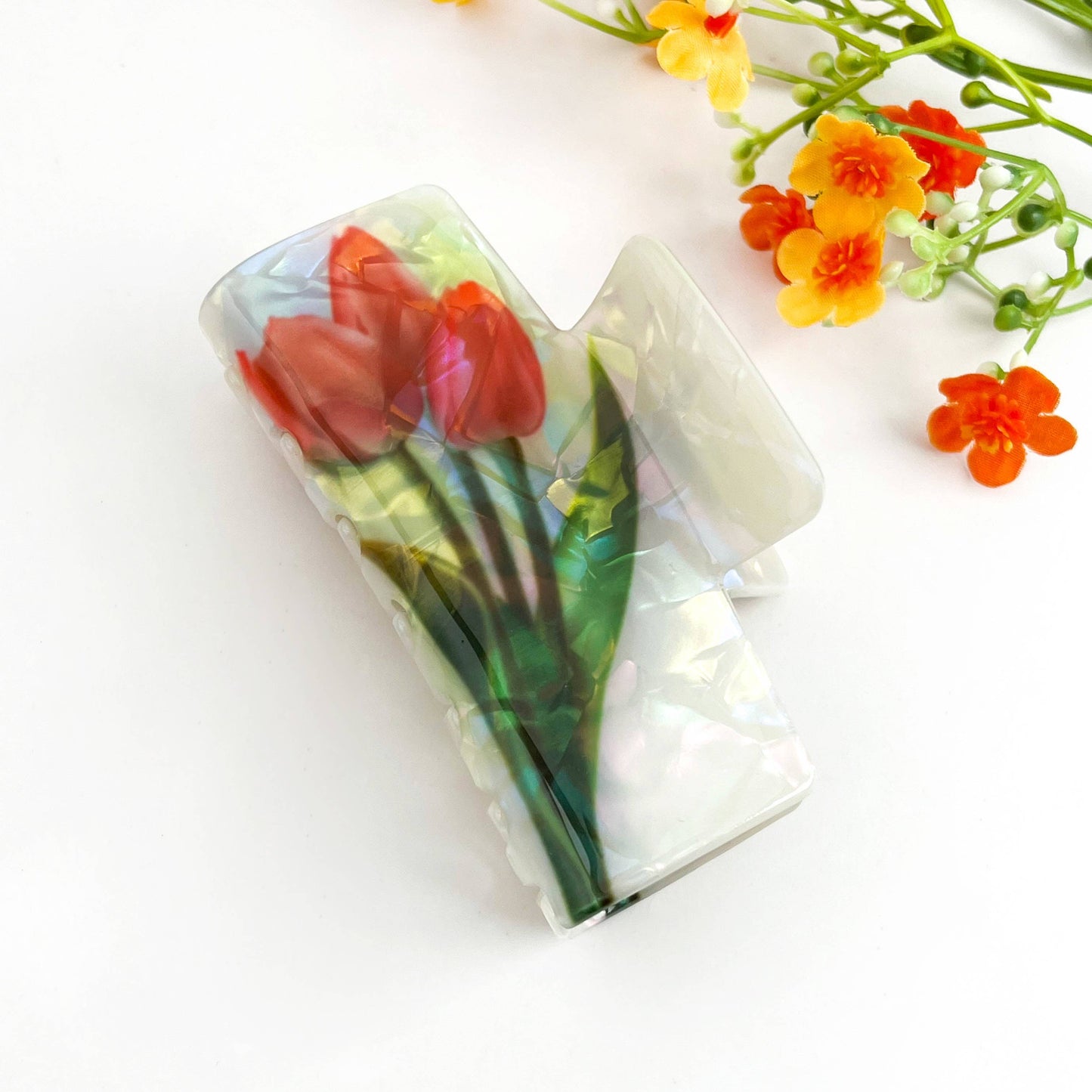 
                  
                    Pearly Floral Classic Rectangle Hair Claw
                  
                