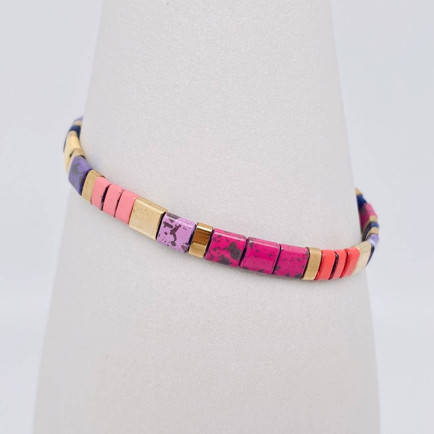 
                  
                    Glass TILA + Hematite Beaded Elastic Bracelets (Collection B)
                  
                