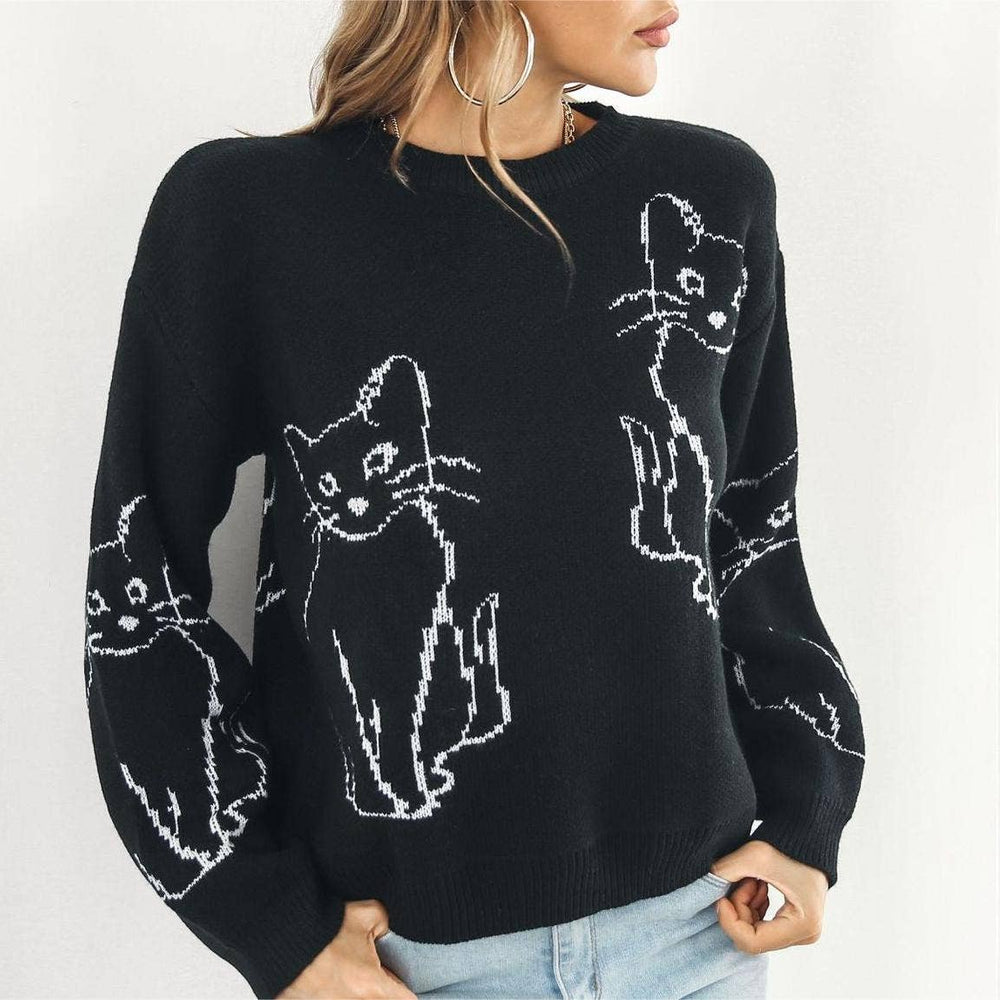 
                  
                    Cat Contour Jacquard Knit Sweater
                  
                
