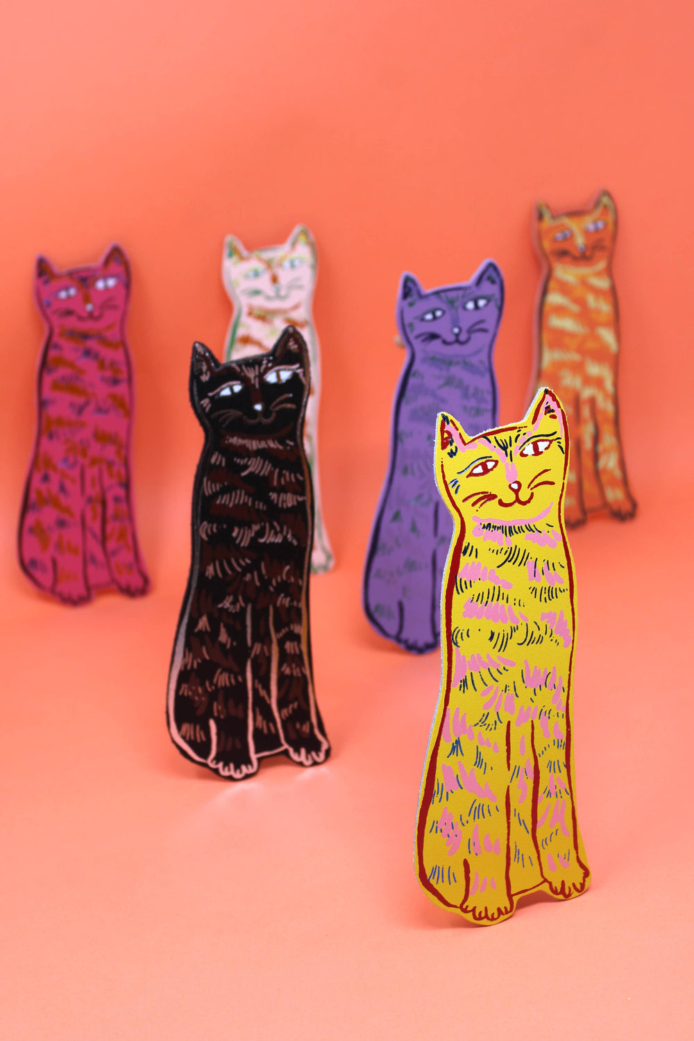 Cat Tails Leather Bookmark