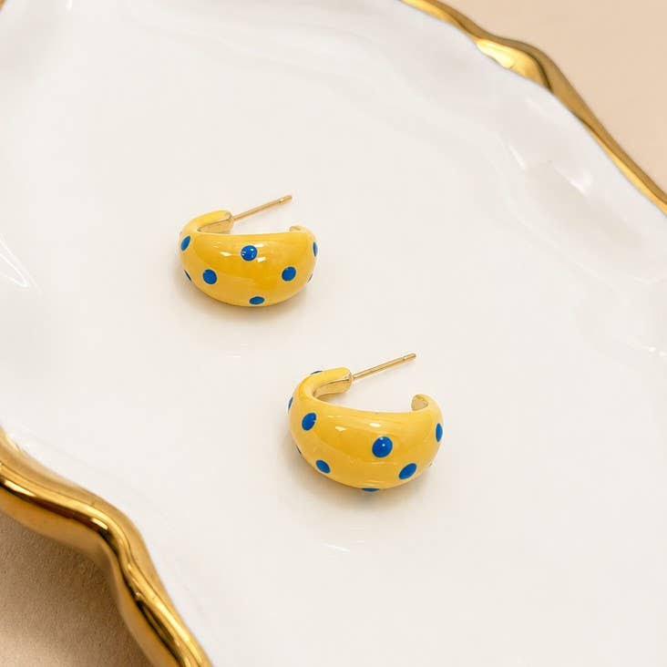 
                  
                    Butter Yellow Polka Dot Chunky Crescent Earrings
                  
                