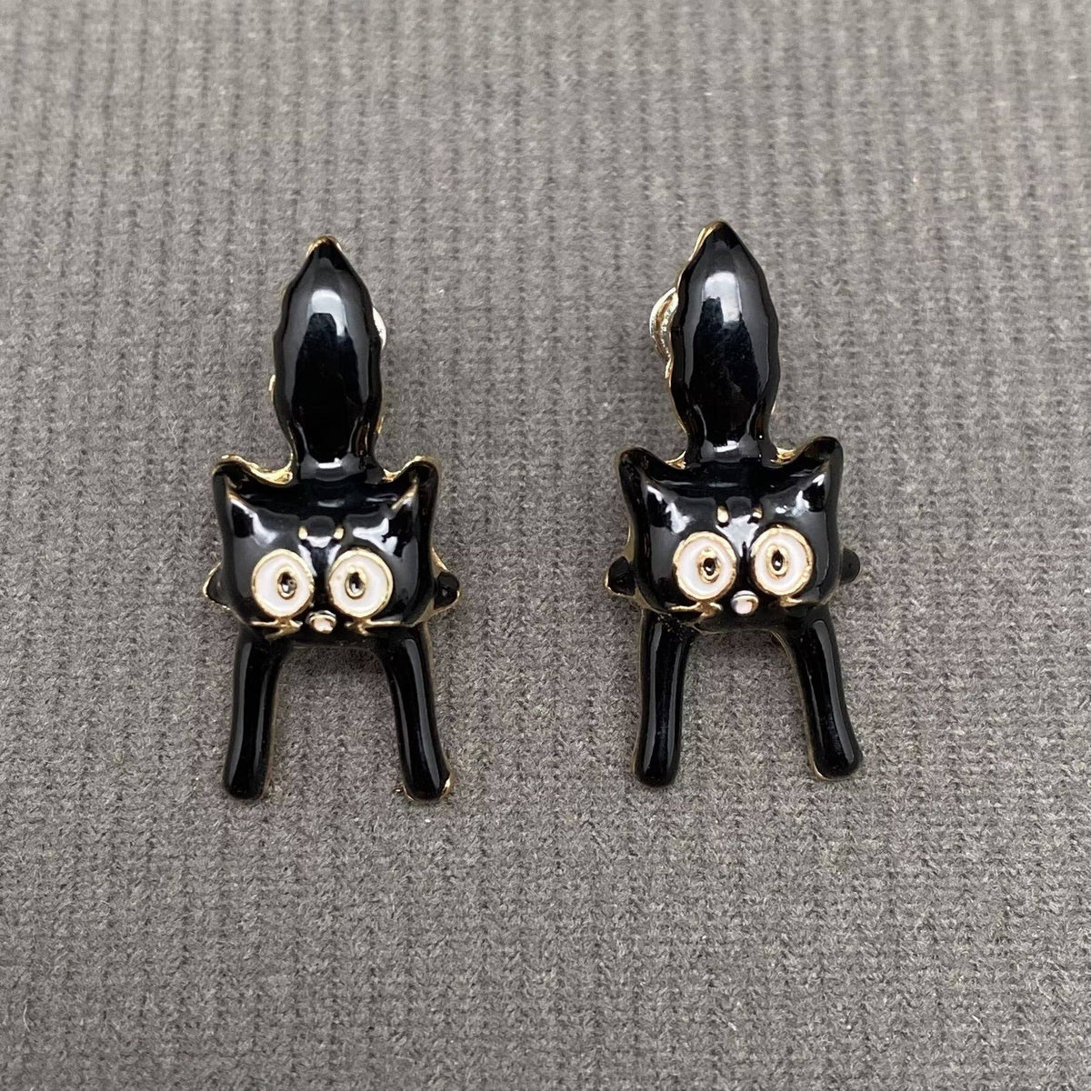 
                  
                    Scaredy Black Cat Enamel Earrings
                  
                