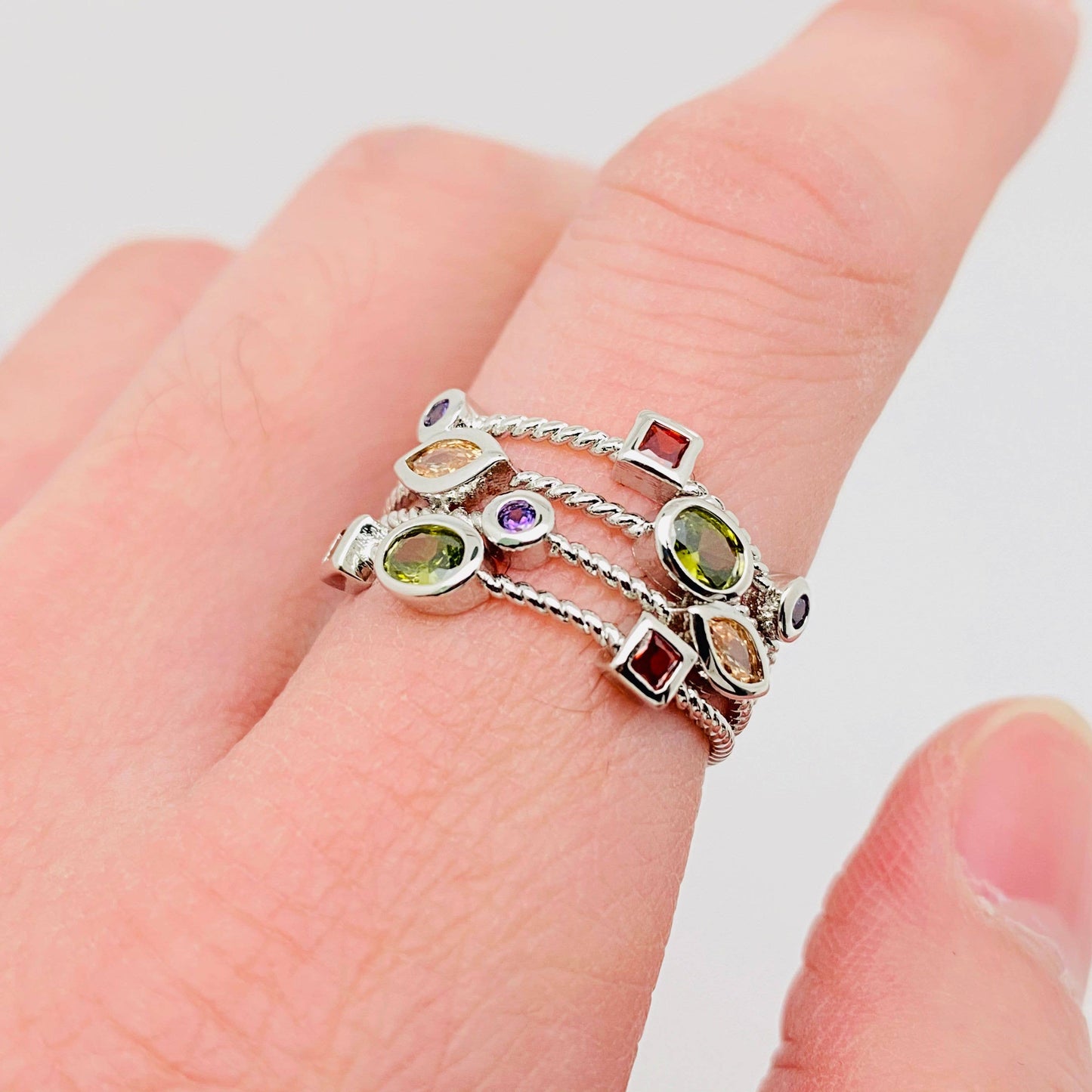 
                  
                    Colorful Zircons Multi Banded Ring
                  
                