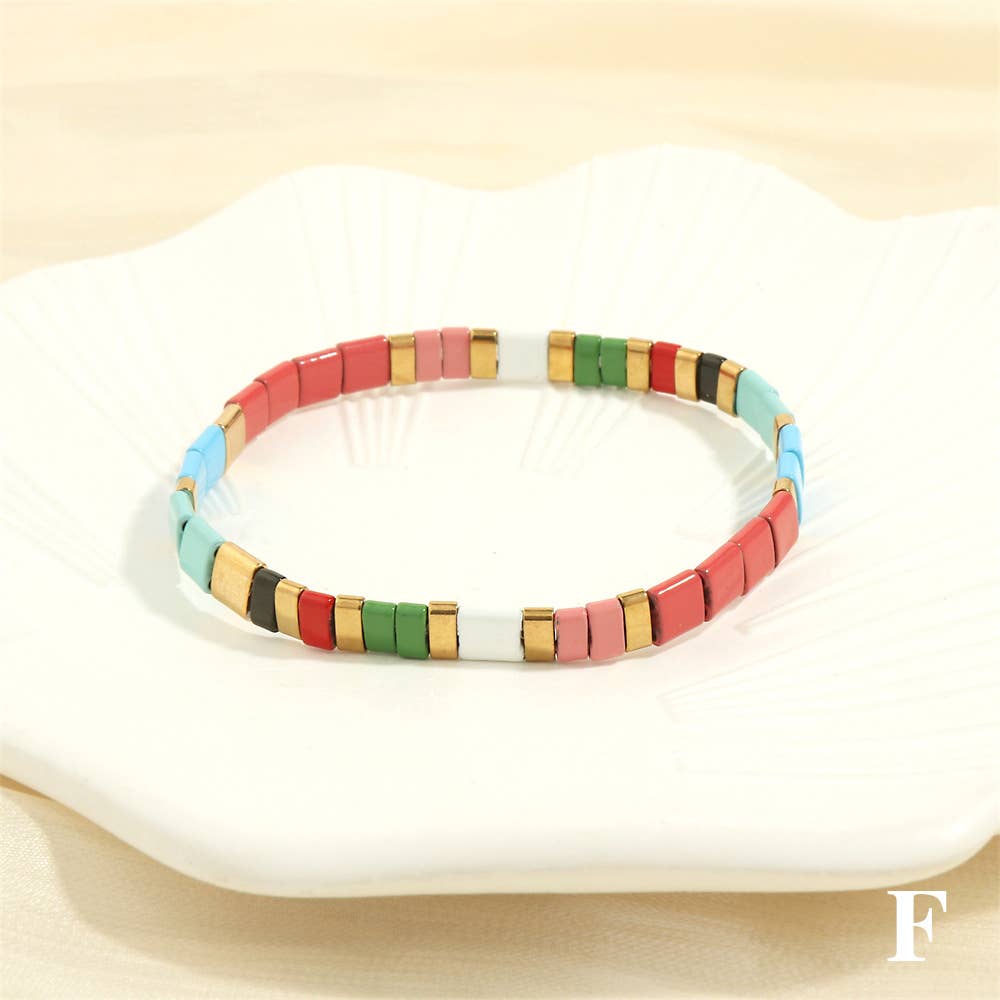 
                  
                    Glass TILA + Hematite Beaded Elastic Bracelets (Collection B)
                  
                