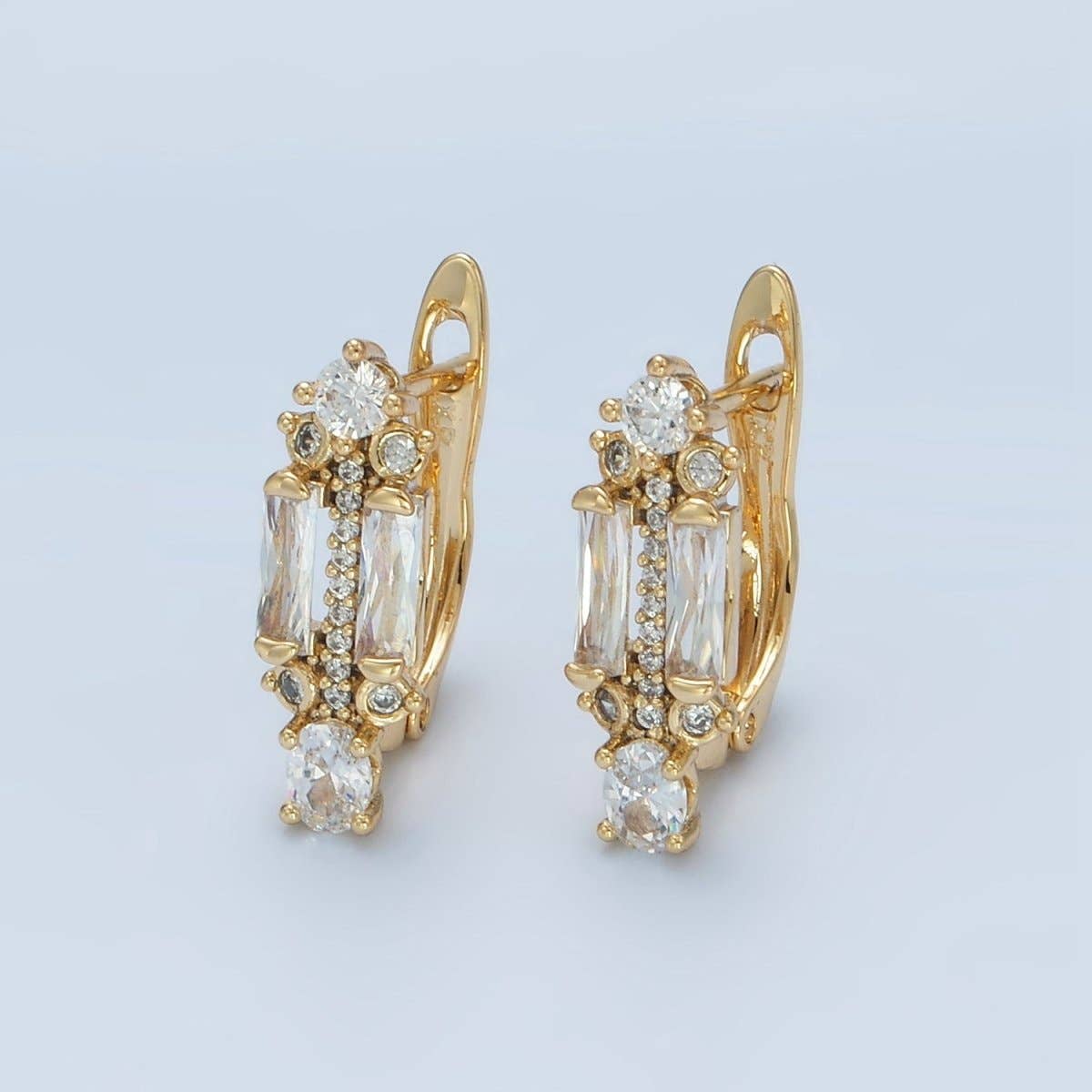 
                  
                    Micro Paved CZ Baguette English Lock Earrings
                  
                