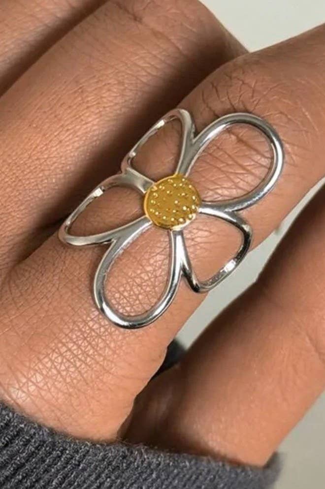 
                  
                    Two Tone Flower Adjustable Ring
                  
                