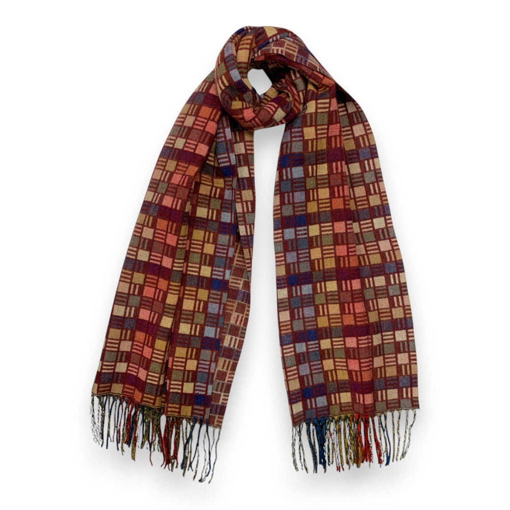 Cube Pattern Cashmere Blend Winter Scarf