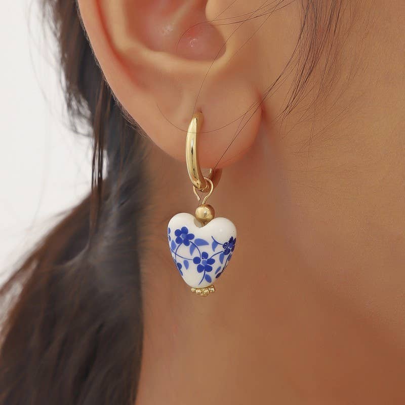 
                  
                    Ceramic Heart Drop Huggies
                  
                