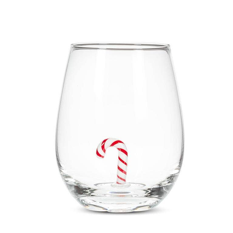Candy Cane Icon Stemless Wine Glass: 20oz