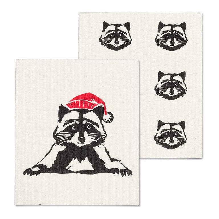 Winter Raccoons Swedish Dishcloths