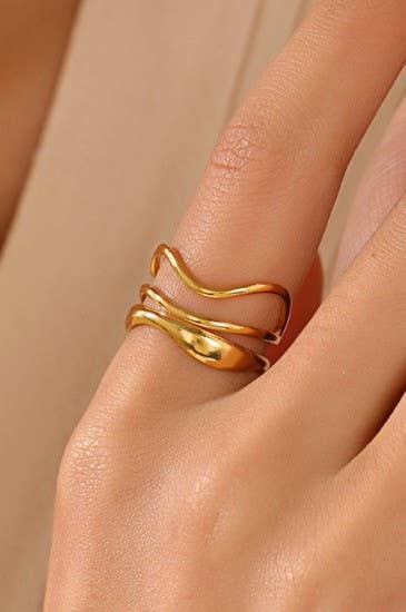 Stacked Ripples Adjustable Ring