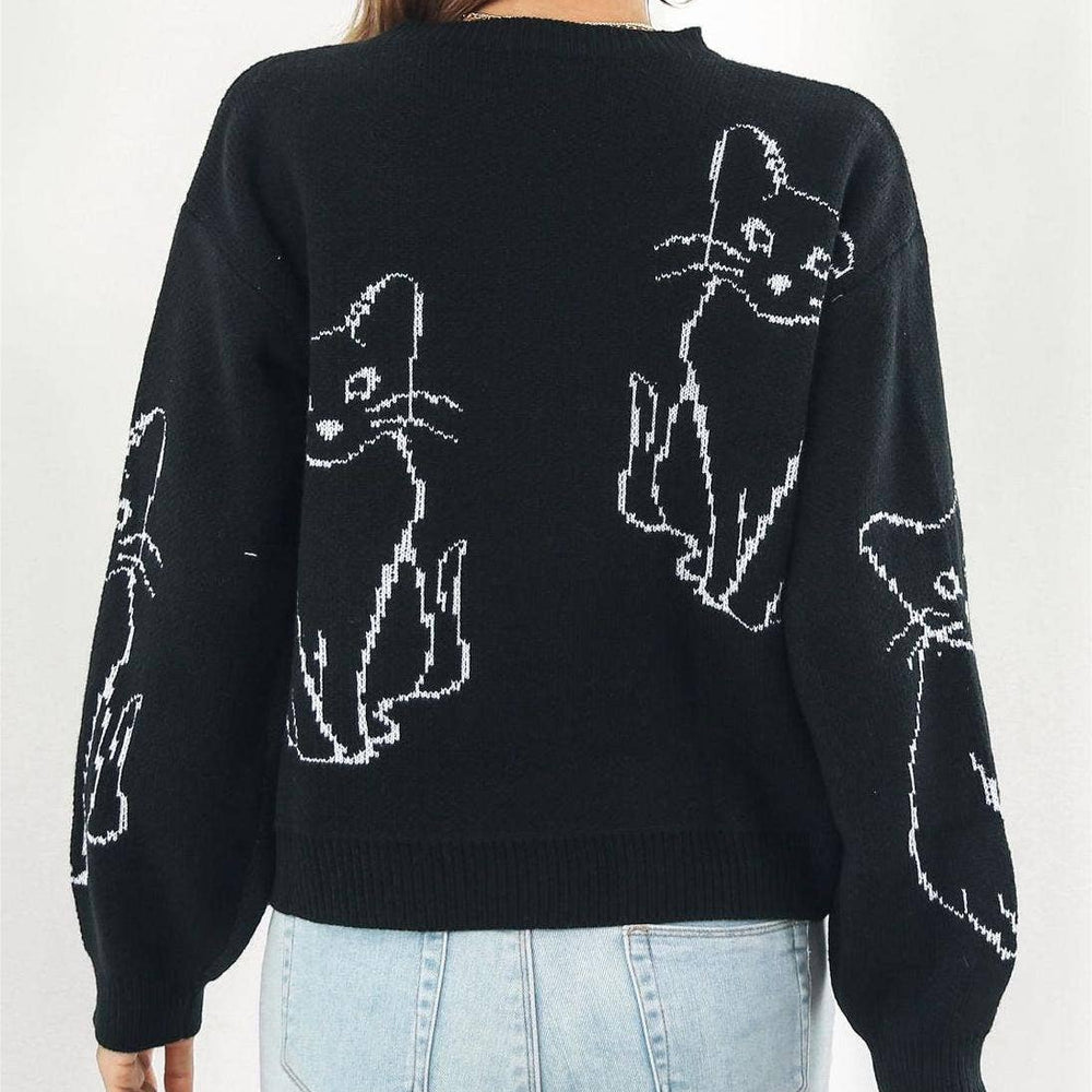 
                  
                    Cat Contour Jacquard Knit Sweater
                  
                