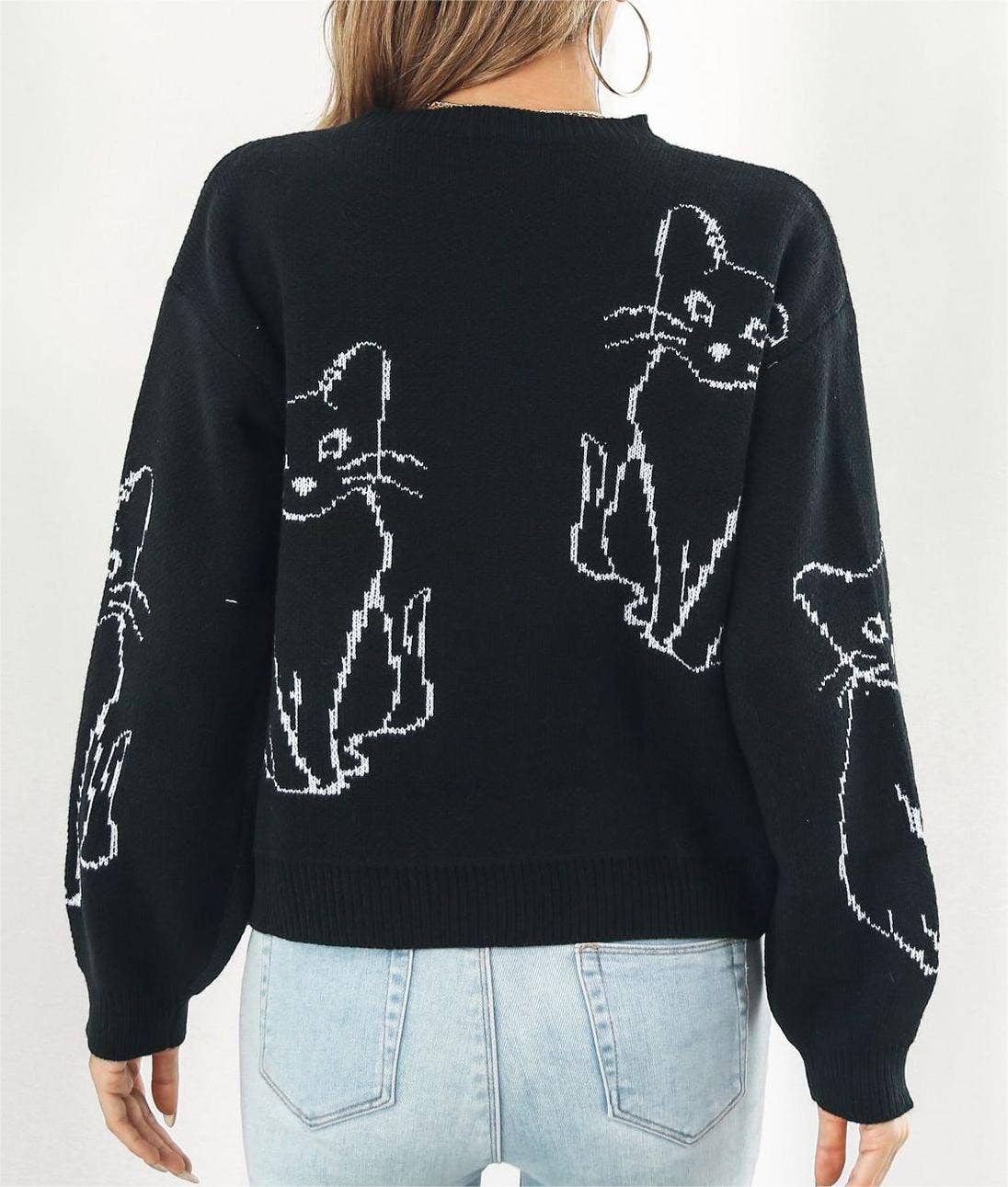 
                  
                    Cat Contour Jacquard Knit Sweater
                  
                