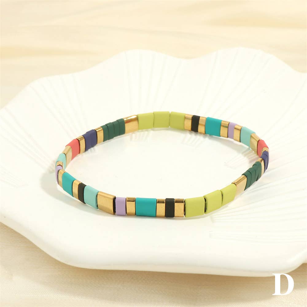 
                  
                    Glass TILA + Hematite Beaded Elastic Bracelets (Collection B)
                  
                