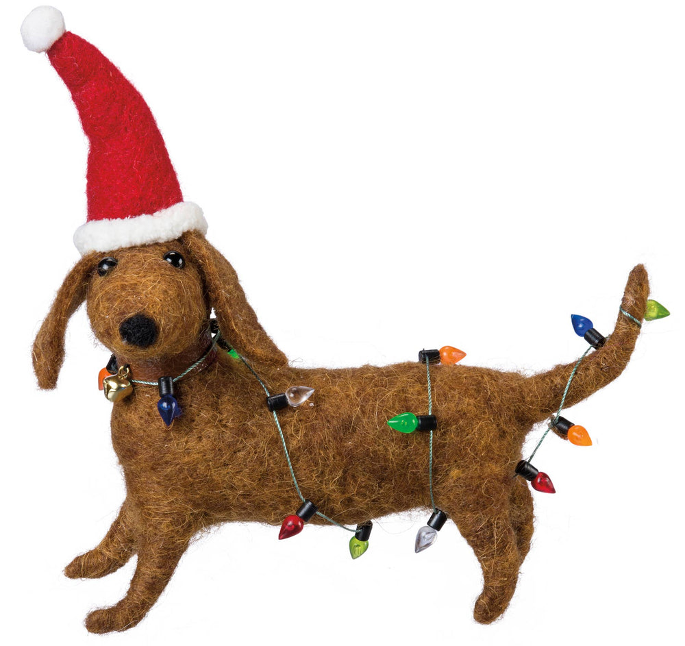 Felted Dachshund Holiday Critter
