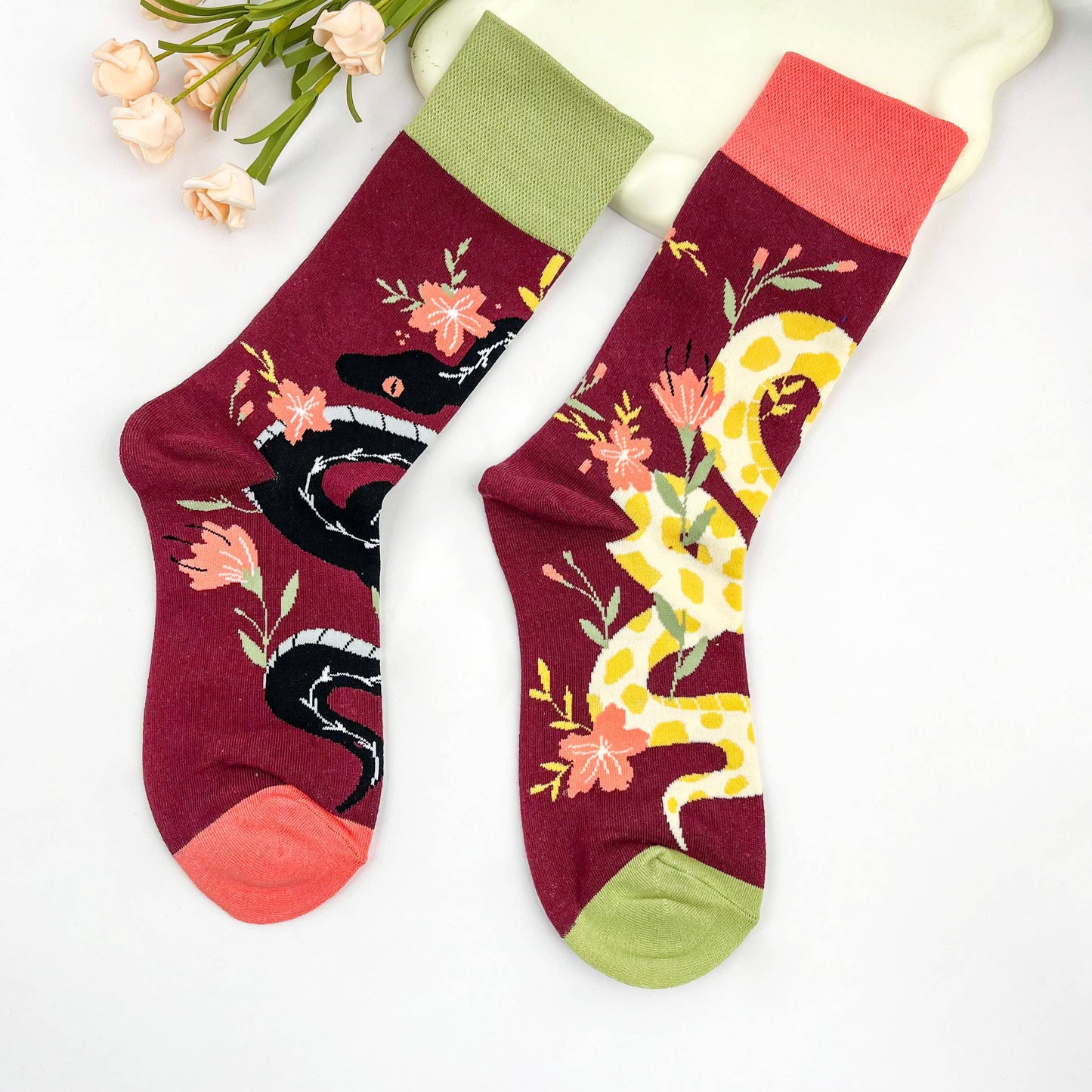 
                  
                    Python Floral Mismatch Crew Socks
                  
                